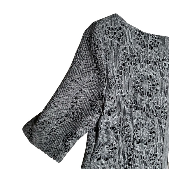 Adrianna Papell Gray Crochet Eyelet Sheath Dress — Size 6 Elegant Lined Classic - Picture 10 of 12